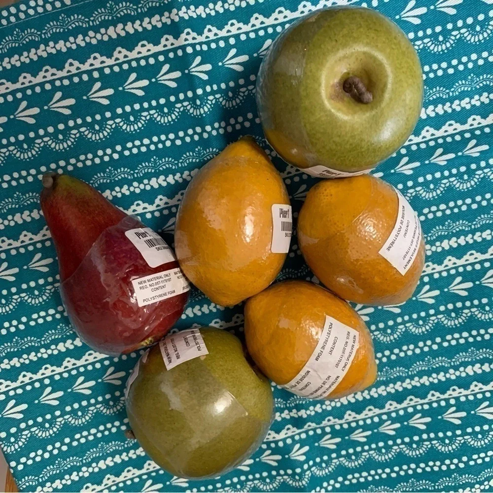 PIER 1 faux floral fruit bundle decor dining craft apple pear grapes lemons
